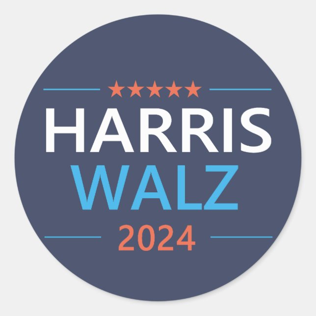 Sticker Rond Harris Walz 2024 pour Président (Devant)