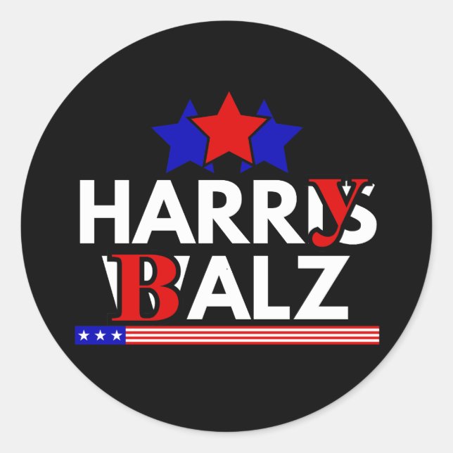 Sticker Rond Harris Walz 24 Harry Balz 2024 Meme Democratics (Devant)