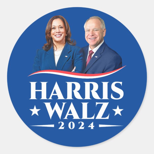 Sticker Rond Harris Walz campagne électorale 2024 photo (Devant)