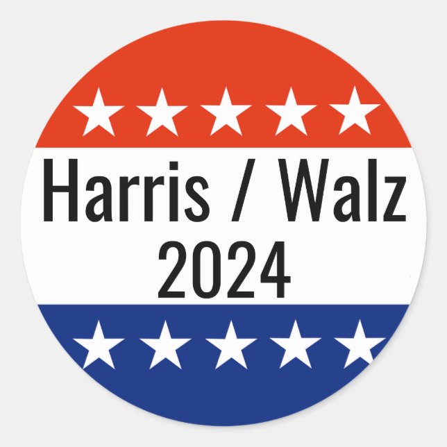 Sticker Rond Harris Walz Élection 2024 (Devant)
