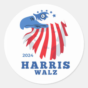 Sticker Rond Harris Walz Élection du Parti Démocrate 2024