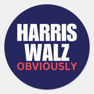 Sticker Rond Harris Walz ÉVIDEMMENT   Harris Walz 2024 Évidemme