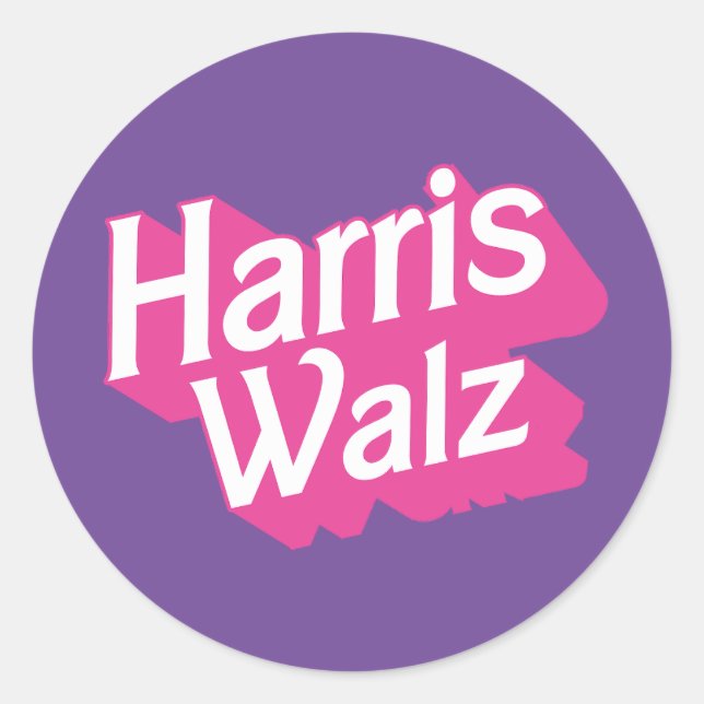 Sticker Rond Harris Walz Pink (Devant)