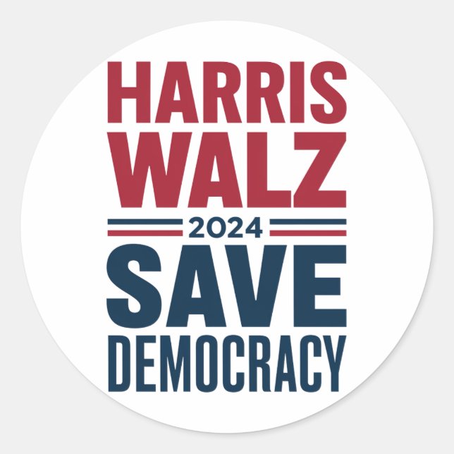 Sticker Rond Harris Walz sauve la démocratie (Devant)