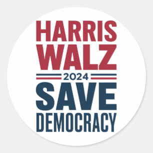 Sticker Rond Harris Walz sauve la démocratie