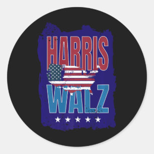 Sticker Rond Harris Wheimer 2024 Distressed Us Flag Election Pr