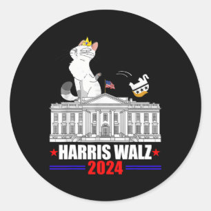 Sticker Rond Harris Wheimer 2024 Président Election Funny Cat L