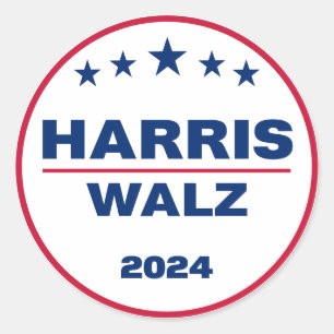 Sticker Rond Harris Wlaz 2024 Kamala Harris Tim Walz Election