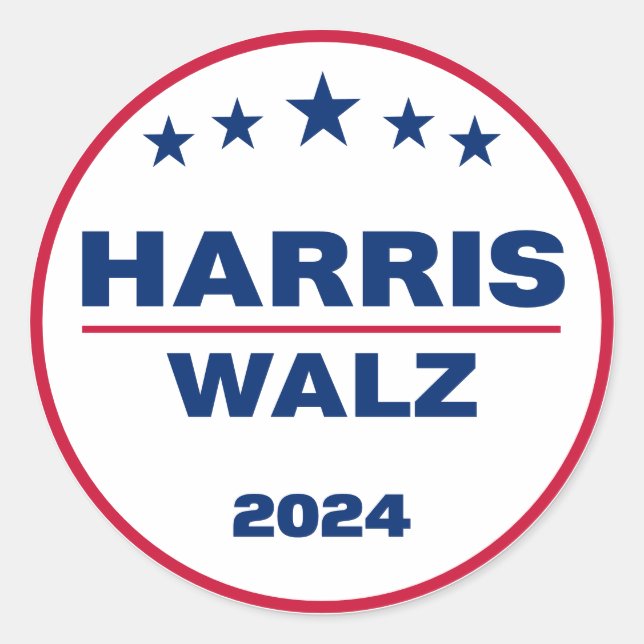 Sticker Rond Harris Wlaz 2024 Kamala Harris Tim Walz Election (Devant)