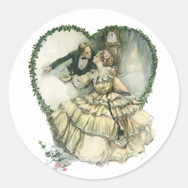 Sticker Rond Harrison Fisher vintage, mariés de Noël (Devant)