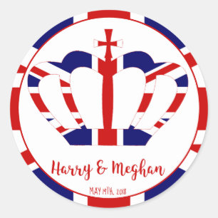 Sticker Rond Harry & Meghan Crown   Célébration du Mariage roya