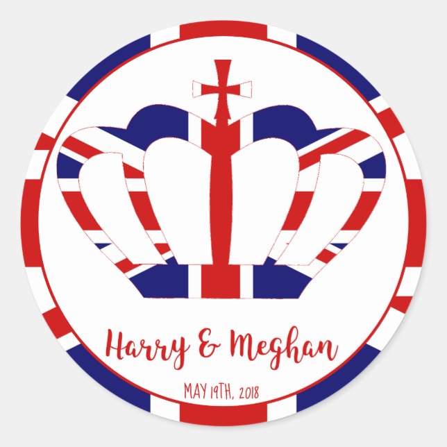 Sticker Rond Harry & Meghan Crown | Célébration du Mariage roya (Devant)