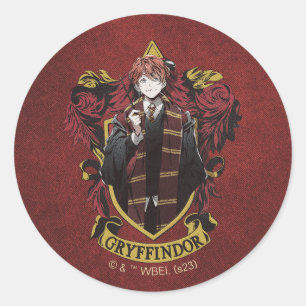 Sticker Rond HARRY POTTER™   Anime Ron Weasley House Crest