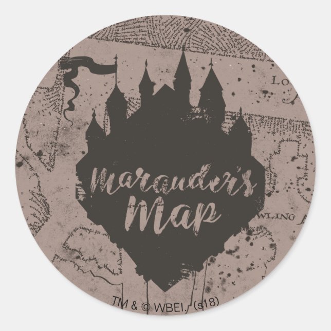 Sticker Rond Harry Potter | Château HOGWARTS™ Carte du Maraudeu (Devant)