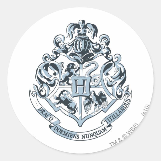 Sticker Rond Harry Potter| Cimier de Poudlard - Bleu (Devant)
