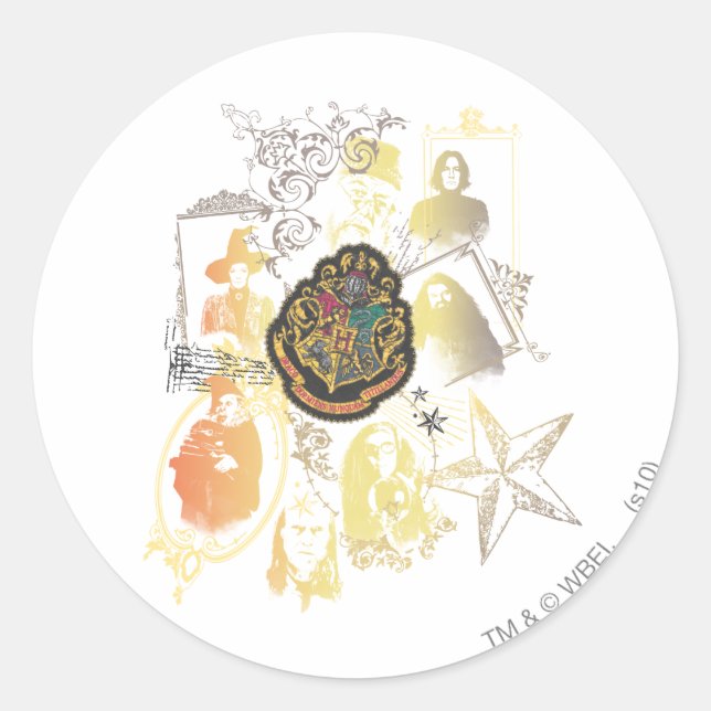 Sticker Rond Harry Potter | Cimier de Poudlard coloré (Devant)