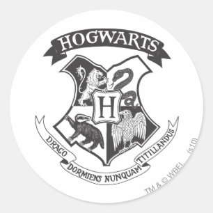 Sticker Rond Harry Potter   Cimier de Poudlard rétro