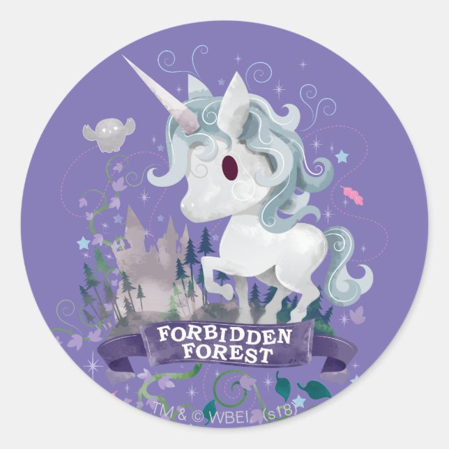 Sticker Rond Harry Potter | Forêt Interdite Licorne Graphique (Devant)