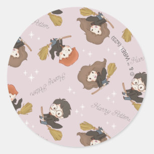 Sticker Rond HARRY POTTER™, Hermione & Ron Flying Motif