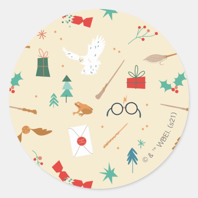 Sticker Rond Harry Potter | Motif d'icône de vacances (Devant)