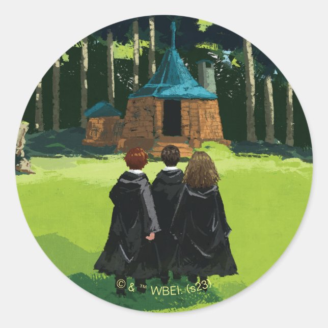 Sticker Rond HARRY POTTER™, Ron et Hermione à la cabane de Hagr (Devant)