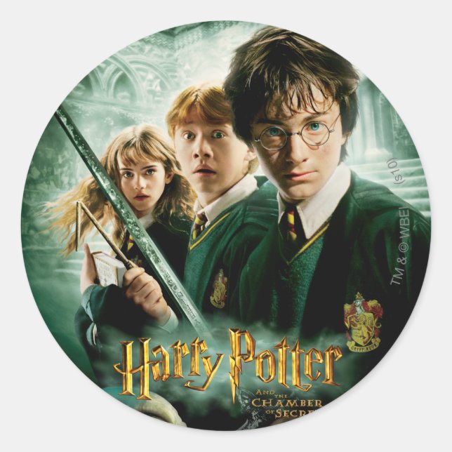 Sticker Rond Harry Potter Ron Hermione Dobby photo de (Devant)