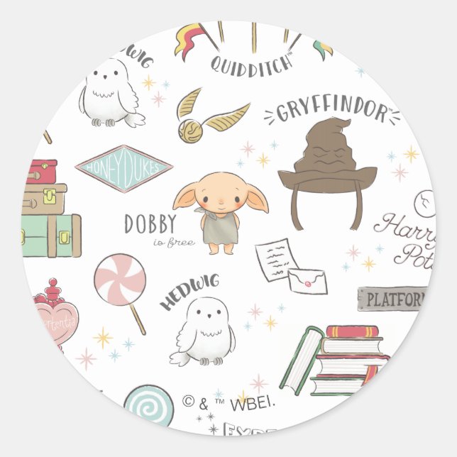 Sticker Rond HARRY POTTER™ Tiny Magic Pattern (Devant)