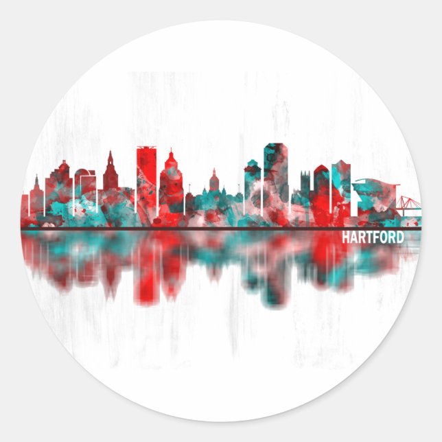 Sticker Rond Hartford Connecticut Skyline (Devant)