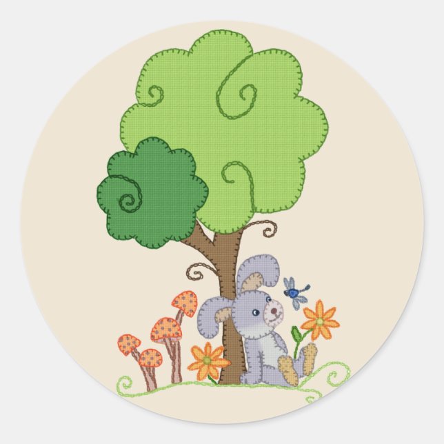 Sticker Rond Hase unterm Baum (Devant)