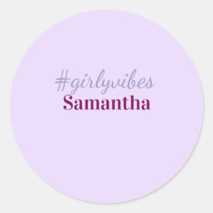 Sticker Rond hashtag Girlyvibes rose violet clair vibes féminin