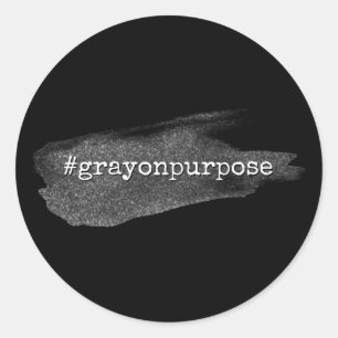 Sticker Rond Hashtag Gray on Purpose Silver Parties scintillant