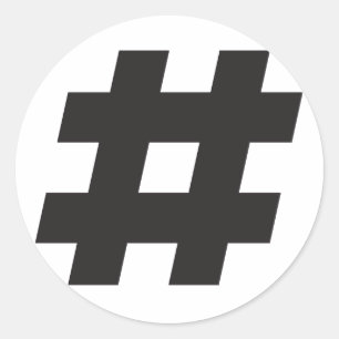 Sticker Rond # - hashtag noir ou signe numérique