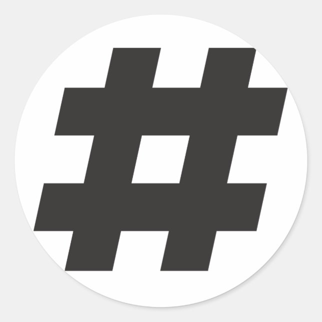 Sticker Rond # - hashtag noir ou signe numérique (Devant)