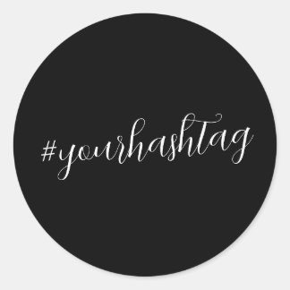 Sticker Rond Hashtag | Script moderne tendance Noir Classic Rou