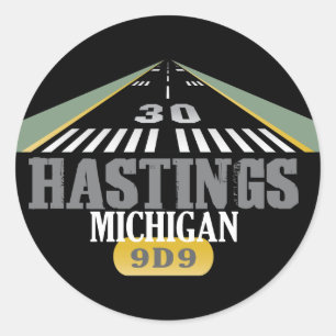 Sticker Rond Hastings MI - Piste de l'aéroport