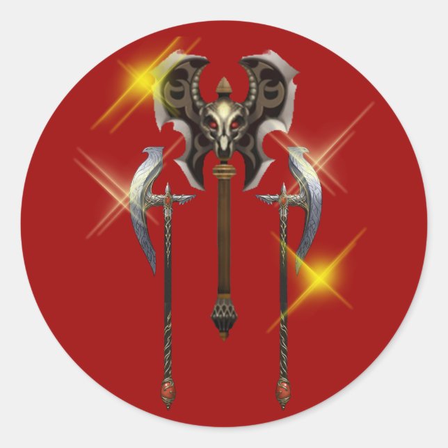 Sticker Rond Hat Battle ax axe (Devant)