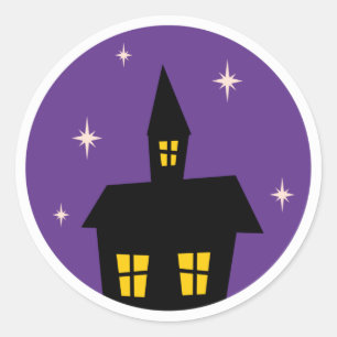 Sticker Rond Hauné Mansion violet Halloween