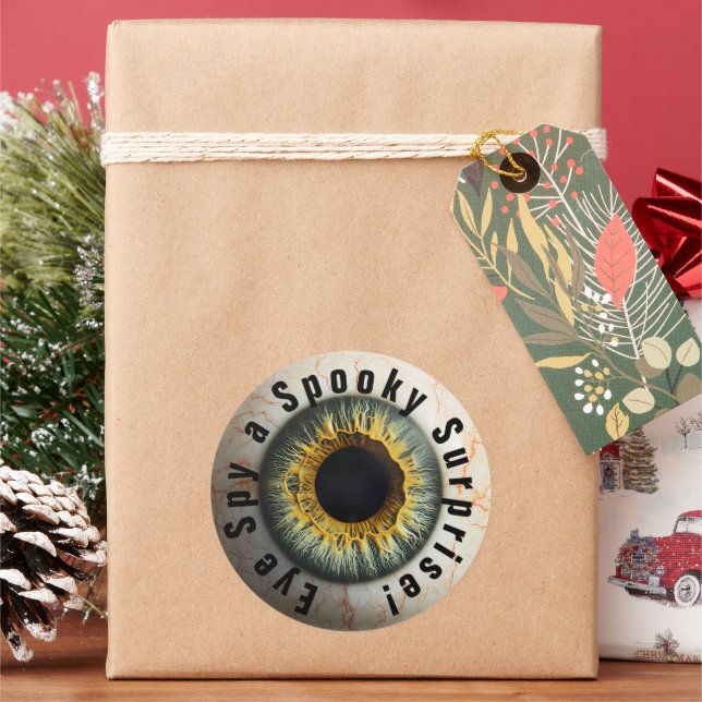 Sticker Rond 👁️ Haunted Halloween Eye espion éffrayant ... (vacances)