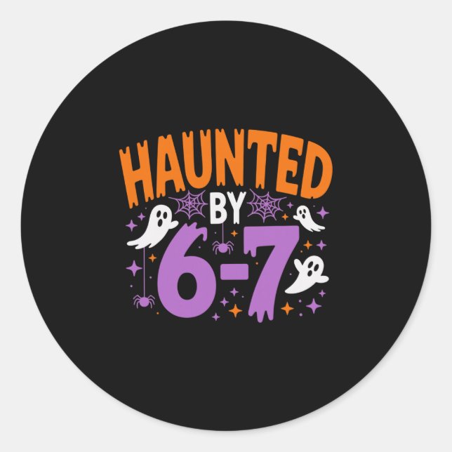 Sticker Rond Haunted Halloween Skeleton Haunted Six Seven Numbe (Devant)