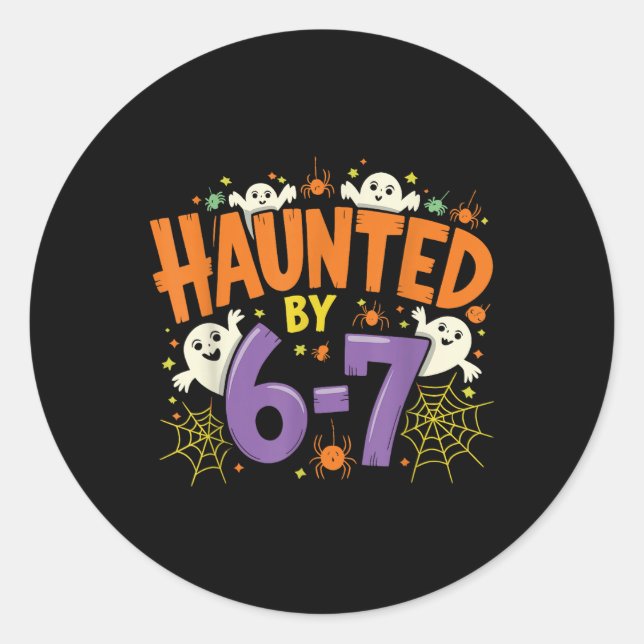 Sticker Rond Haunted Six Seven 6 7 Meme 67 Skeleton Hand Hallow (Devant)