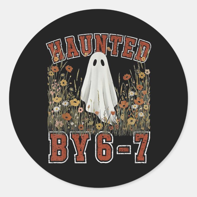 Sticker Rond Haunted Six Seven 6 7 Meme 67 Skeleton Hand Hallow (Devant)