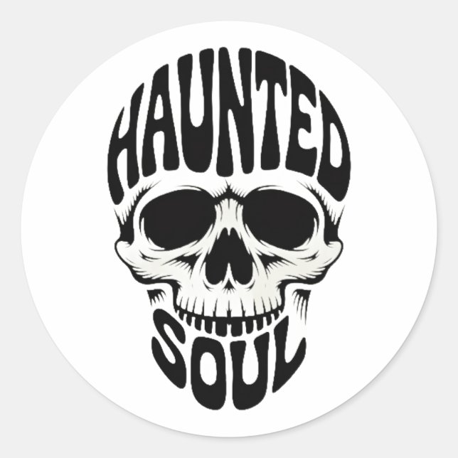 Sticker Rond Haunted Soul Skull Typography (Devant)