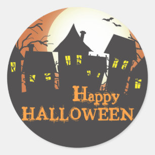Sticker Rond Hauny Halloween Maisons Happy