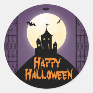 Sticker Rond Hauny House Happy Halloween