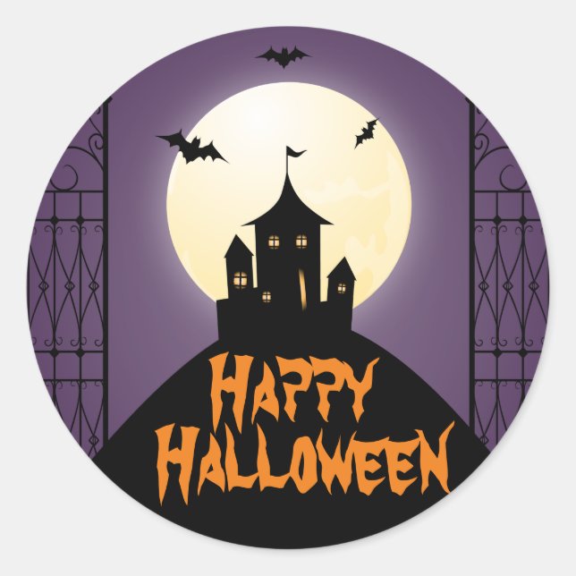 Sticker Rond Hauny House Happy Halloween (Devant)