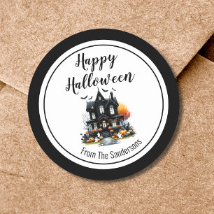 Sticker Rond Hauny House Happy Halloween