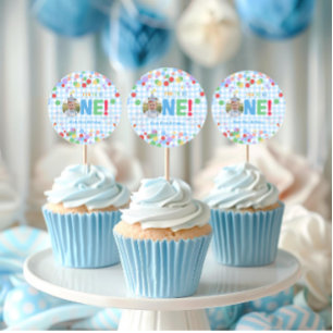 Sticker Rond Haut de gâteau pour premier anniversaire avec une 