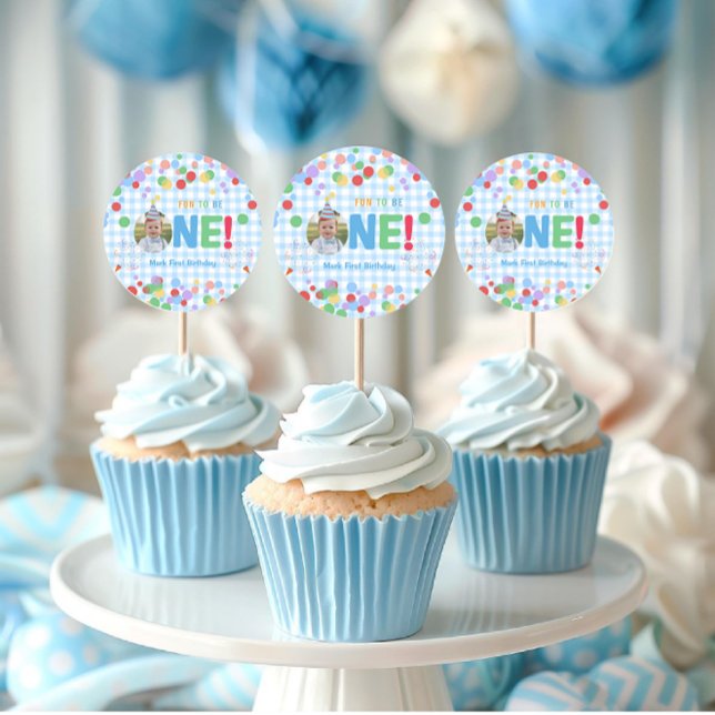 Sticker Rond Haut de gâteau pour premier anniversaire avec une  (Créateur téléchargé)