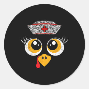Sticker Rond Hauts de scrub de Thanksgiving Femmes Visage de di