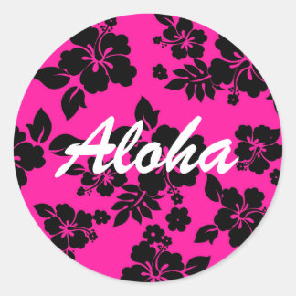 Sticker Rond Hawaïen rose foncé